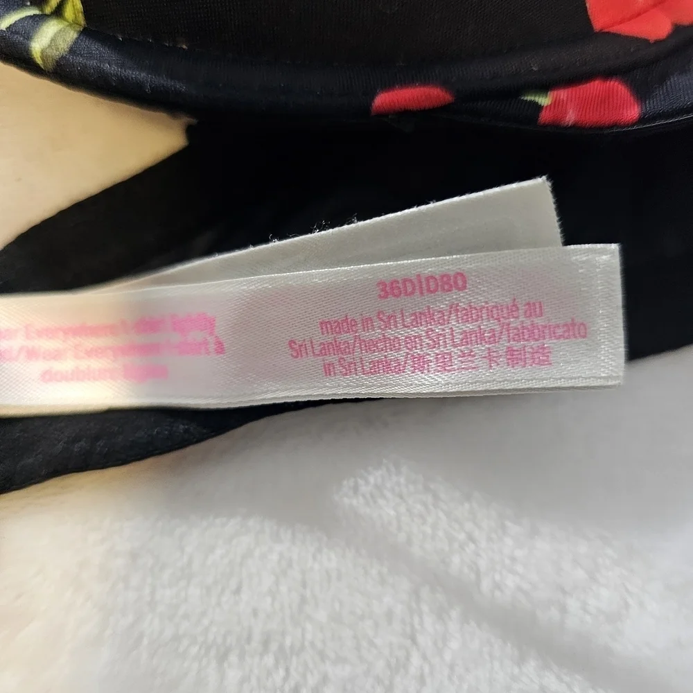 PINK Victoria's Secret Black Bra with Cherry Design